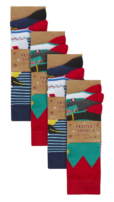 Paquete múltiple de 12 pares de calcetines de diseño navideño para hombre - Surtidos - Image 2