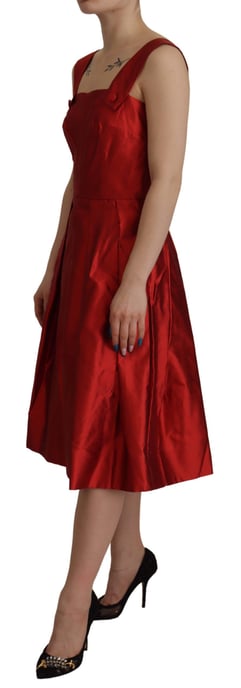 Vestido de Seda Satinada con Pliegues A-line Rojo para Mujer de Dolce & Gabbana - Image 2