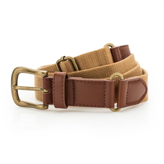 Asquith & Fox Mens Faux Leather And Canvas Belt (Camel) - Image 1