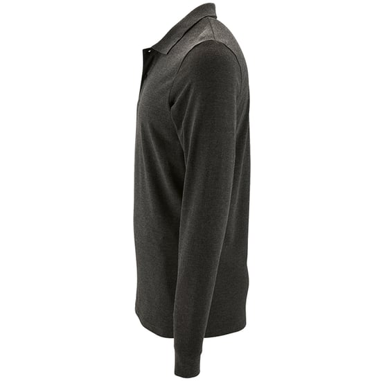 SOLS Mens Perfect Long Sleeve Pique Polo Shirt (Charcoal Marl) - Image 3