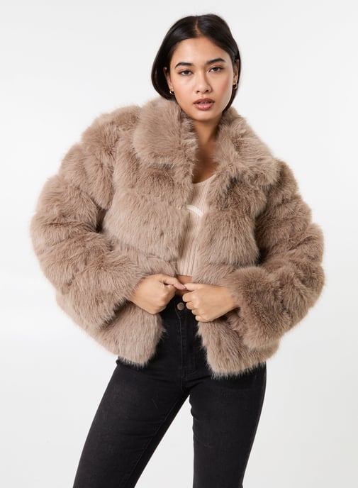 Cropped Fur Pelted Jacket - Image 1