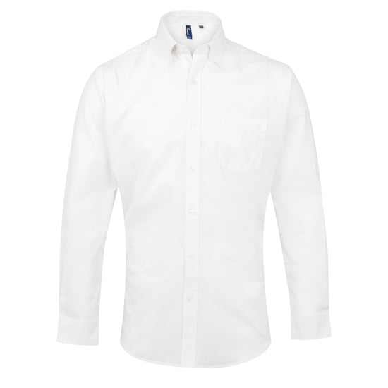 Premier Mens Signature Oxford Long Sleeve Work Shirt (White) - Image 1