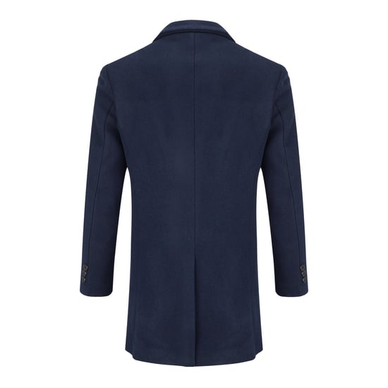 Men's Long Slim Fit Winter Warm Business Wool Coat Blue