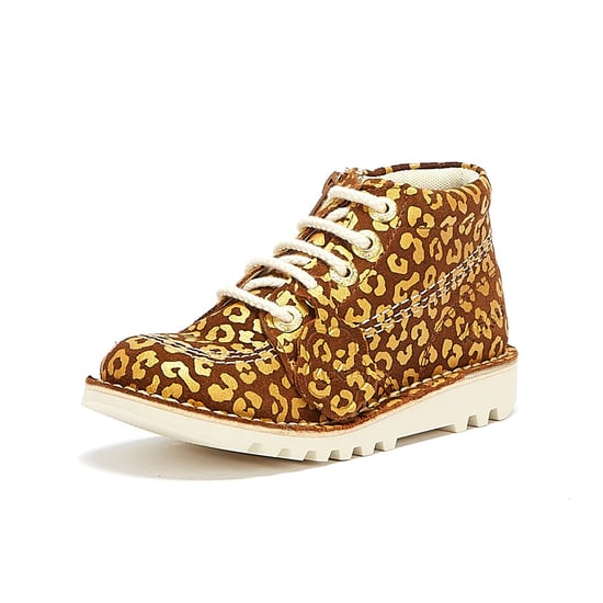 Botas Kick Hi Leopard Junior Marrón / Oro para Niños y Niñas Kickers - Image 3