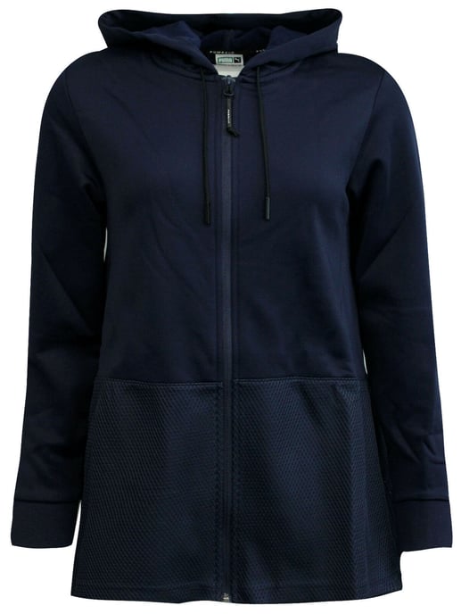 Sudadera con capucha azul marino Puma Evo Drapey Zip Up para mujer - Image 1