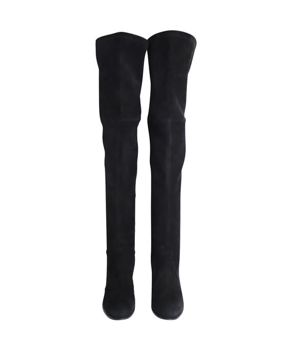 Stuart Weitzman Over The Knee Heeled Boots in Black Suede - Image 2