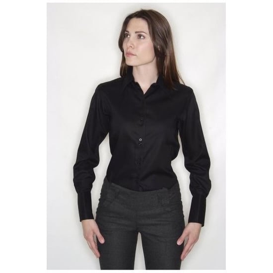 Russell Collection Ladies/Womens Long Sleeve Ultimate Non-Iron Shirt (Black) - Image 3