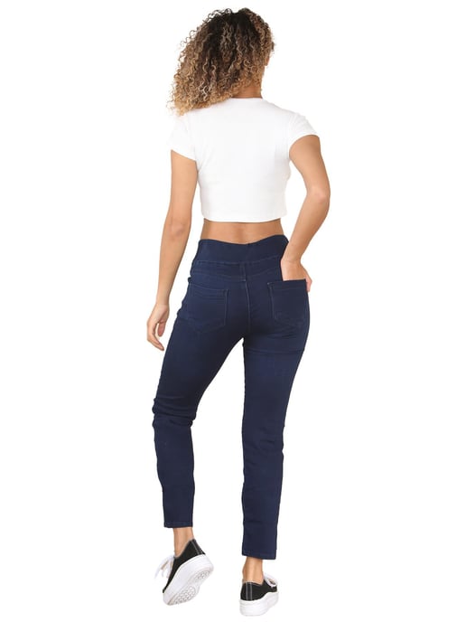 Enzo | Womens Wider Waist Jeans - Indigo