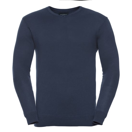 Russell Collection Mens V-Neck Knitted Pullover Sweatshirt (French Navy) - Image 1