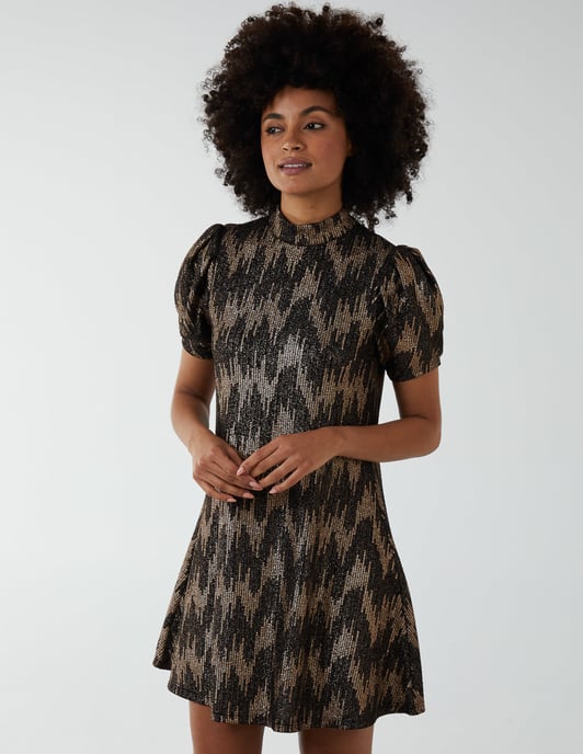 Puff Sleeve Swing Dress