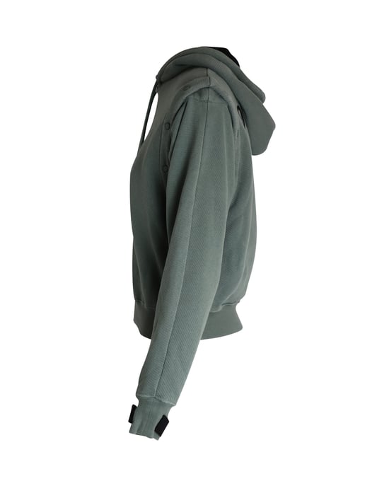 Off-White Hoodie Detachable-Sleeves Hooded Sweater in Khaki Cotton - Image 3