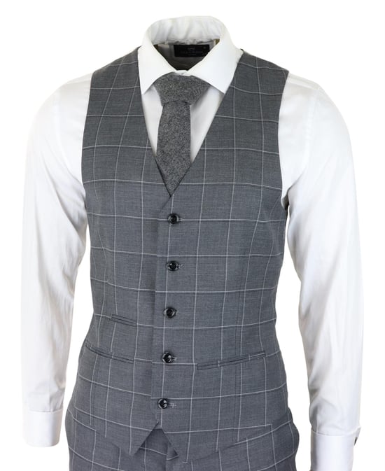 Traje gris de 3 piezas para hombre, estilo vintage, retro, elegante, para boda, clásico, corte a medida - Image 4