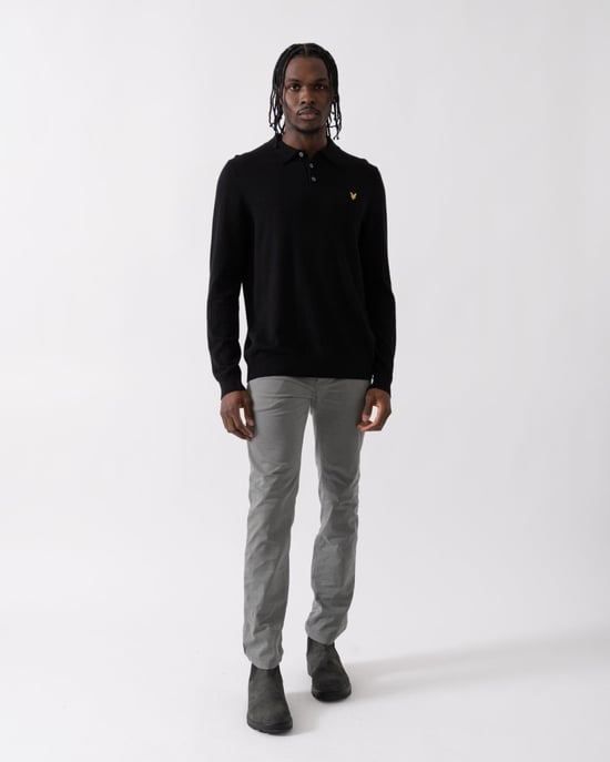Lyle & Scott Cotton Merino Mens Long Sleeve Knitted Polo - Image 3