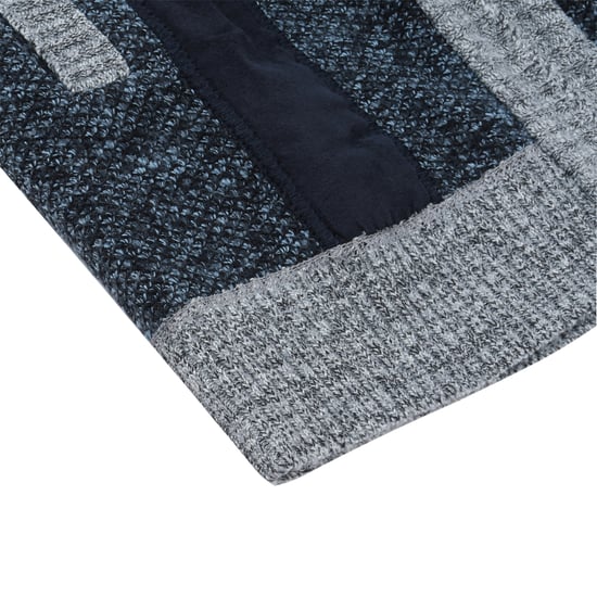 Men's Cardigan with Zip Stand-Up Collar Cardigan Chunky Knit Lined Jumper for Winter Blue