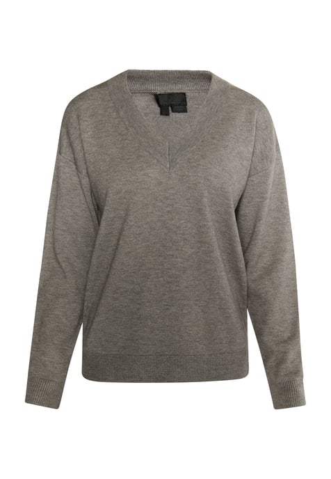 Dreimaster Knitted pullover women Grey melange - Image 1