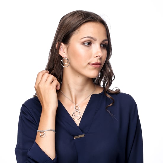 Orphelia 'Margot' Women's 925 Sterling Silver Drop Earrings - Silver/Rose ZO-7387 - Image 5