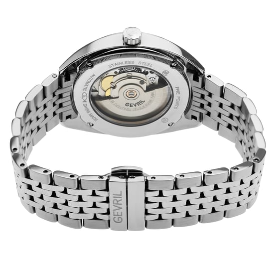 Gevril Five Points 48701 Reloj automático de fabricación suiza Sellita SW200 de acero inoxidable con fecha luminosa para hombre - Image 2