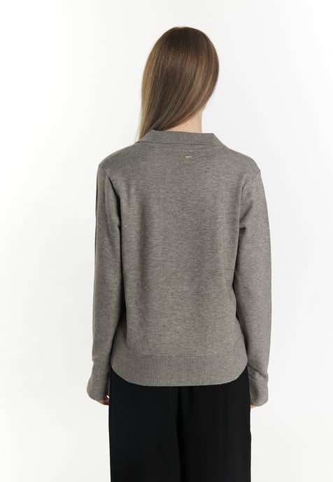 Dreimaster Knitted pullover women Grey melange - Image 4