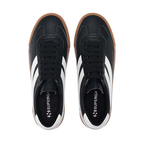 Superga Unisex Adult 4834 Club S Swallow Contrast Detail Vegan Leather Trainers (Black/Gum) - Image 4