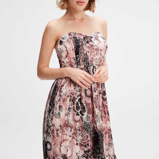 Bustier chiffon maxi dress with abstract floral print - Image 3