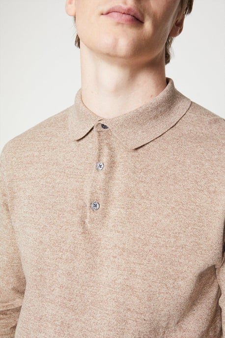 Cotton Rich Long Sleeve Knitted Polo - Image 2