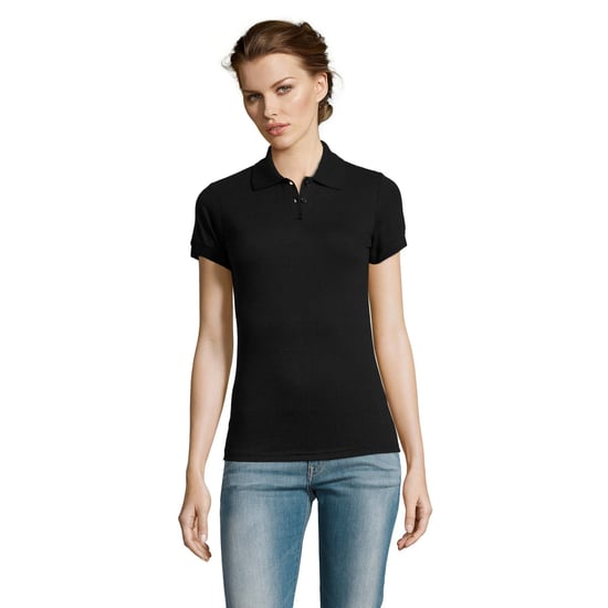 SOLs Womens/Ladies Prime Pique Polo Shirt (Black) - Image 3