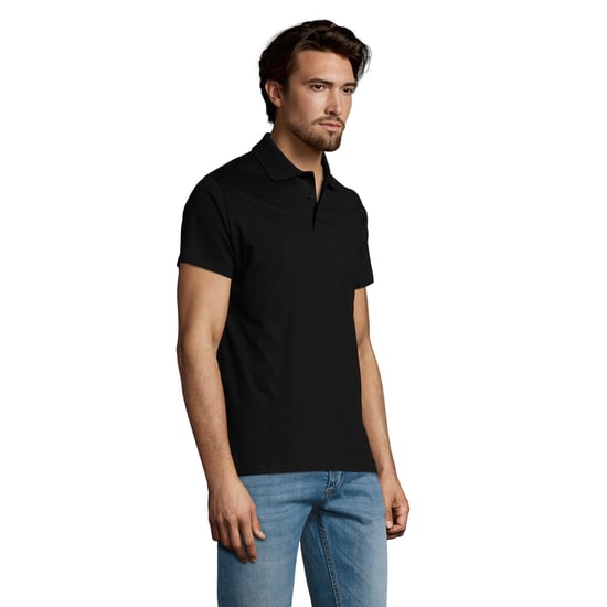 SOLS Mens Prescott Jersey Polo Shirt (Deep Black) - Image 3