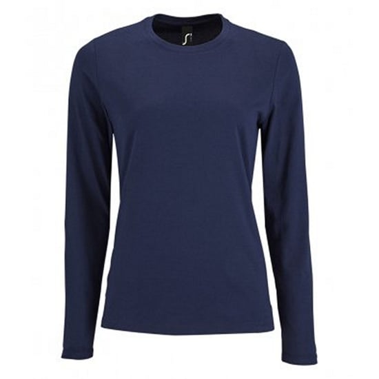 SOLS Womens/Ladies Imperial Long Sleeve T-Shirt (French Navy) - Image 1