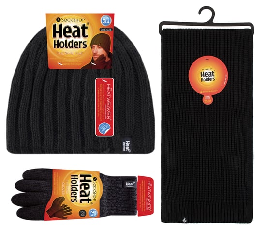 Gorro de punto para hombre Bufanda Guantes | Calentadores | Suave forro polar de lujo Juego de invierno para el clima frío - Negro - Image 2