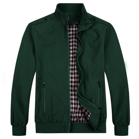 Men's Bomber Jacket with Stand-Up Collar, Transitional Jacket for Autumn, Casual Sports Jacket Green - Image 1