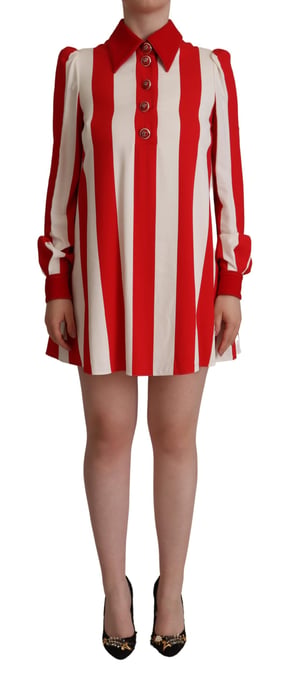 Vestido mini de camisa elástica blanco y rojo para mujer de Dolce & Gabbana - Image 1