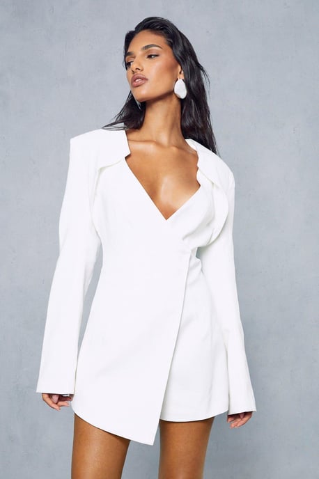 Asymmetric Blazer Overlay Playsuit