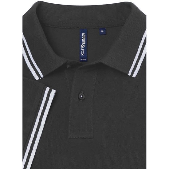 Asquith & Fox Mens Classic Fit Tipped Polo Shirt (Charcoal/ White) - Image 2