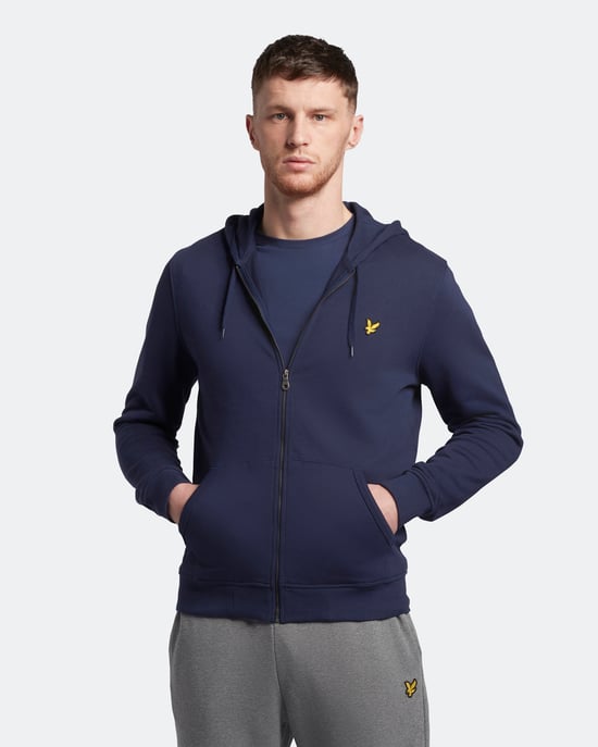 Lyle & Scott Zip Through Hoodie in Navy - Image 1
