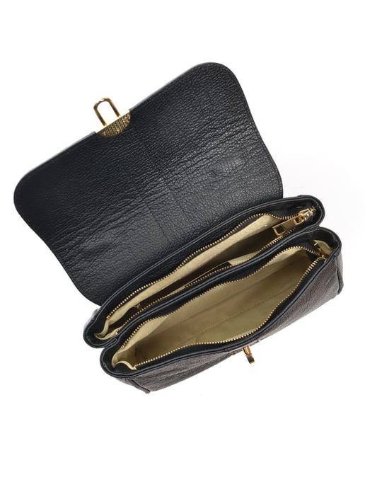 Roberta M  Black Leather Bag