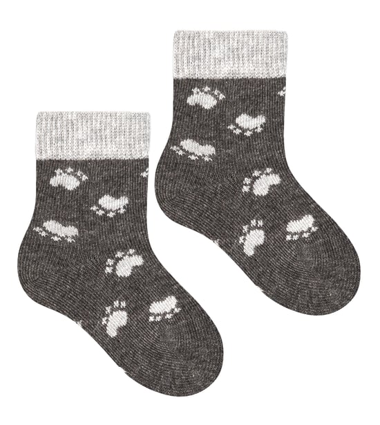 Steven - Calcetines de algodón con dibujos divertidos para bebé - Paws (Charcoal) - Image 1