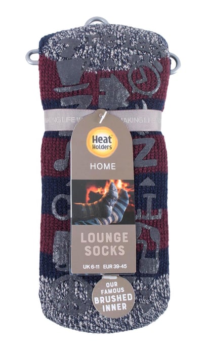 HEAT HOLDERS - Calcetines gruesos antideslizantes con forro polar a rayas para hombre - Image 2