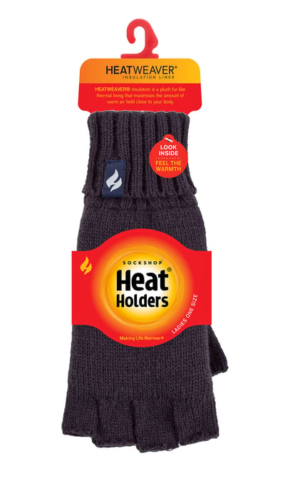 Guantes de punto sin dedos para mujer | GUANTES DE CALOR | Navy Solid - Image 2