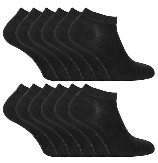 12 Pair Multipack Mens Bamboo Trainer Socks | Breathable Socks - Black - Image 1