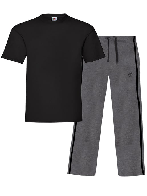 Enzo | Conjunto de camiseta y pantalón para hombre - Negro/Carbón - Image 1