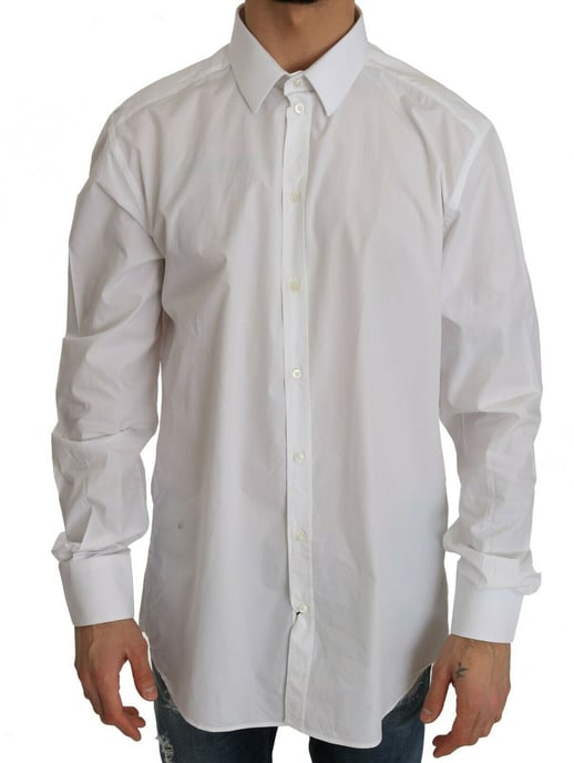 Camisa Slim de Hombre Dolce & Gabbana Blanca 100% Algodón GOLD - Image 1