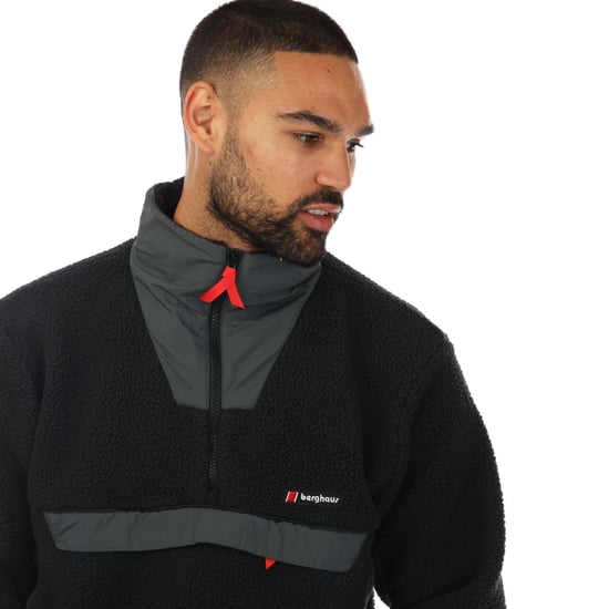 Men's Berghaus Oversized Fleece Half Zip Smock in Black Grey - Image 5