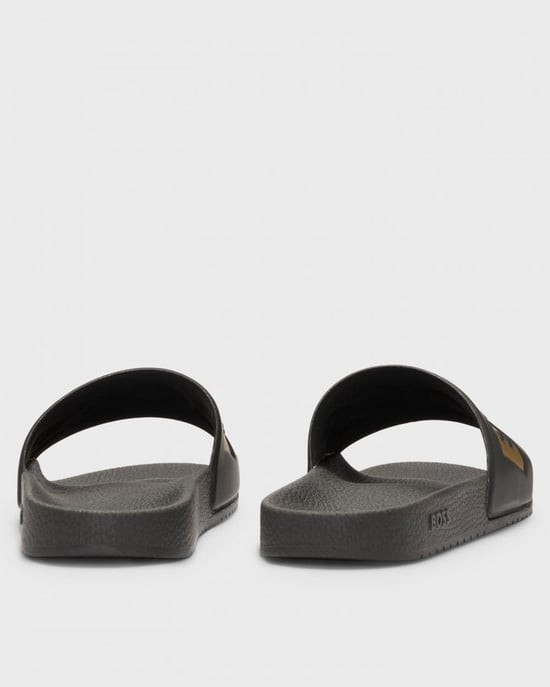 BOSS Orange Aryeh Mens Italian-Made Slides With Large Logo Detail