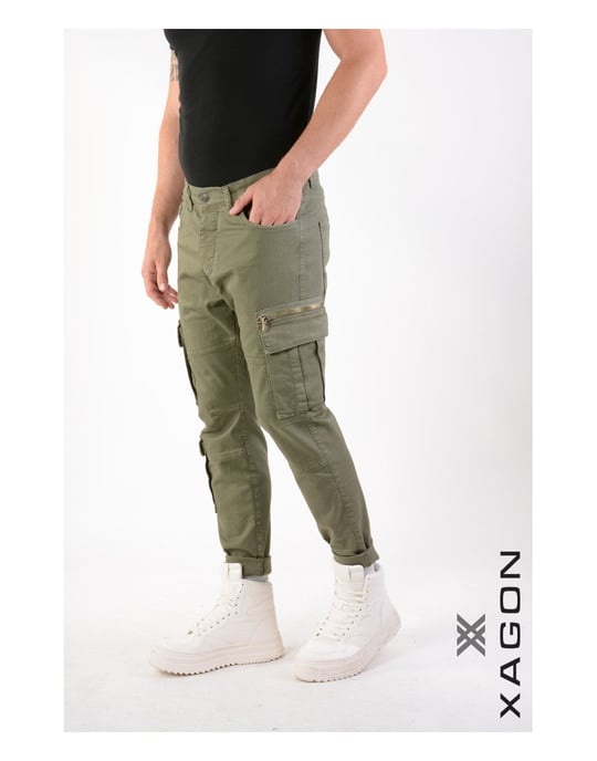 Xagon Pantalones Cargo del hombre verde - Image 2