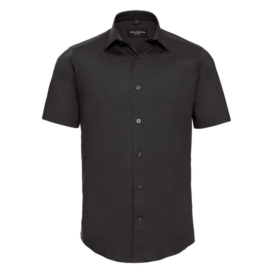 Russell Collection Mens Stretch Fitted Short-Sleeved Shirt (Black) - Image 1