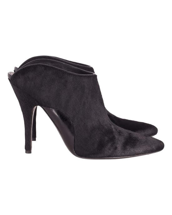 Alexander Wang Miranda Pony Mules in Black Wool - Image 1