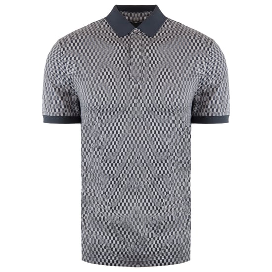 Emporio Armani Patterned Mens Light Grey/Black Polo Shirt