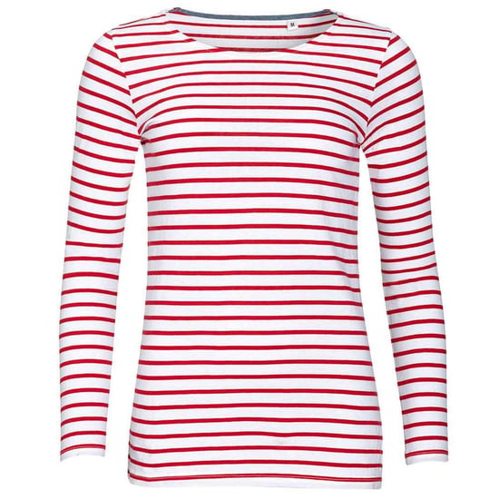 SOLS Womens/Ladies Marine Striped Long-Sleeved T-Shirt (White/Red) - Image 1