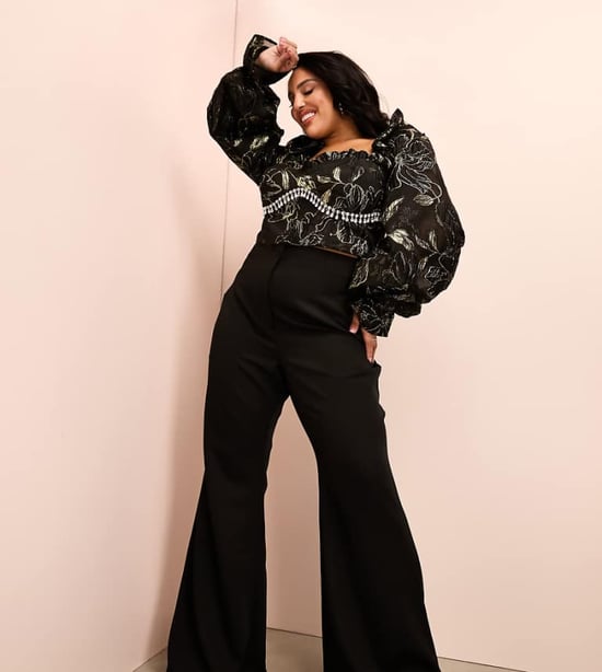 ASOS LUXE Curve sexy flare trousers in black