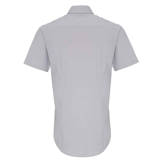 Premier Mens Stretch Fit Poplin Short Sleeve Shirt (Silver) - Image 2